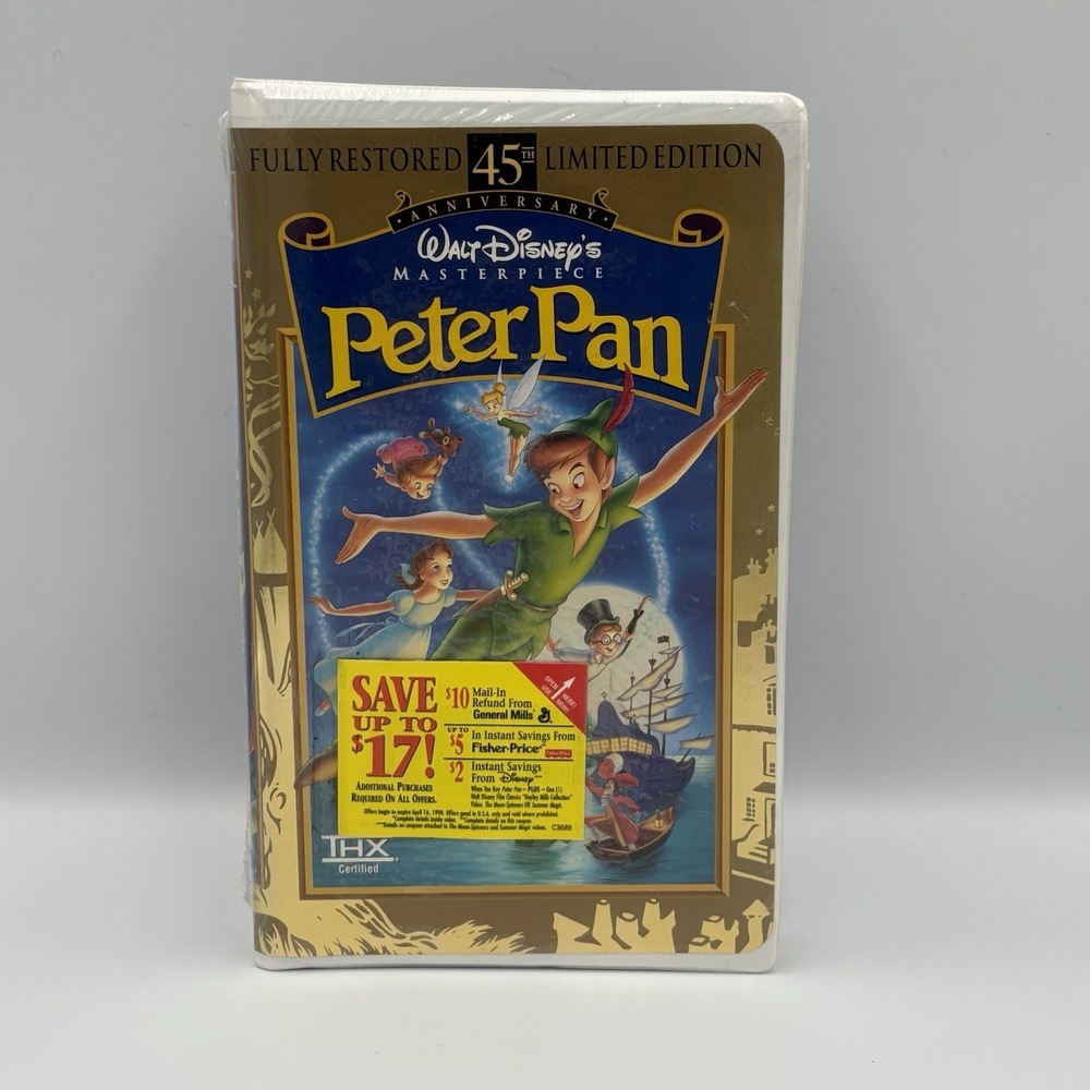 Walt Disney Peter Pan  Masterpiece 45th Anniversary Sealed Peter Pan‎ VHS Movie